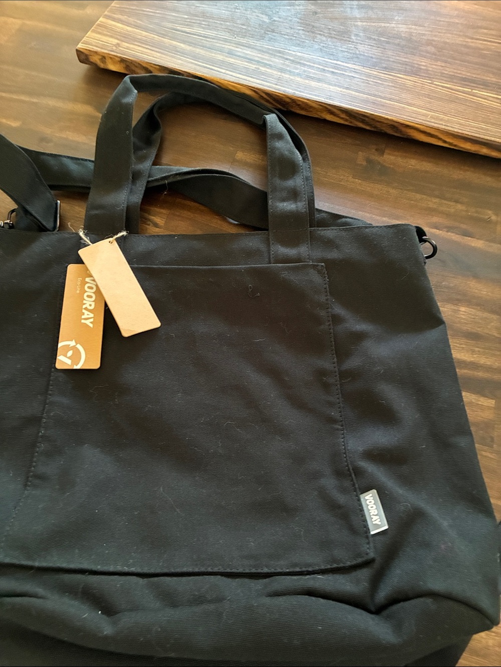 Black Canvas Tote Bag - Women's Everyday Shoulder Bag